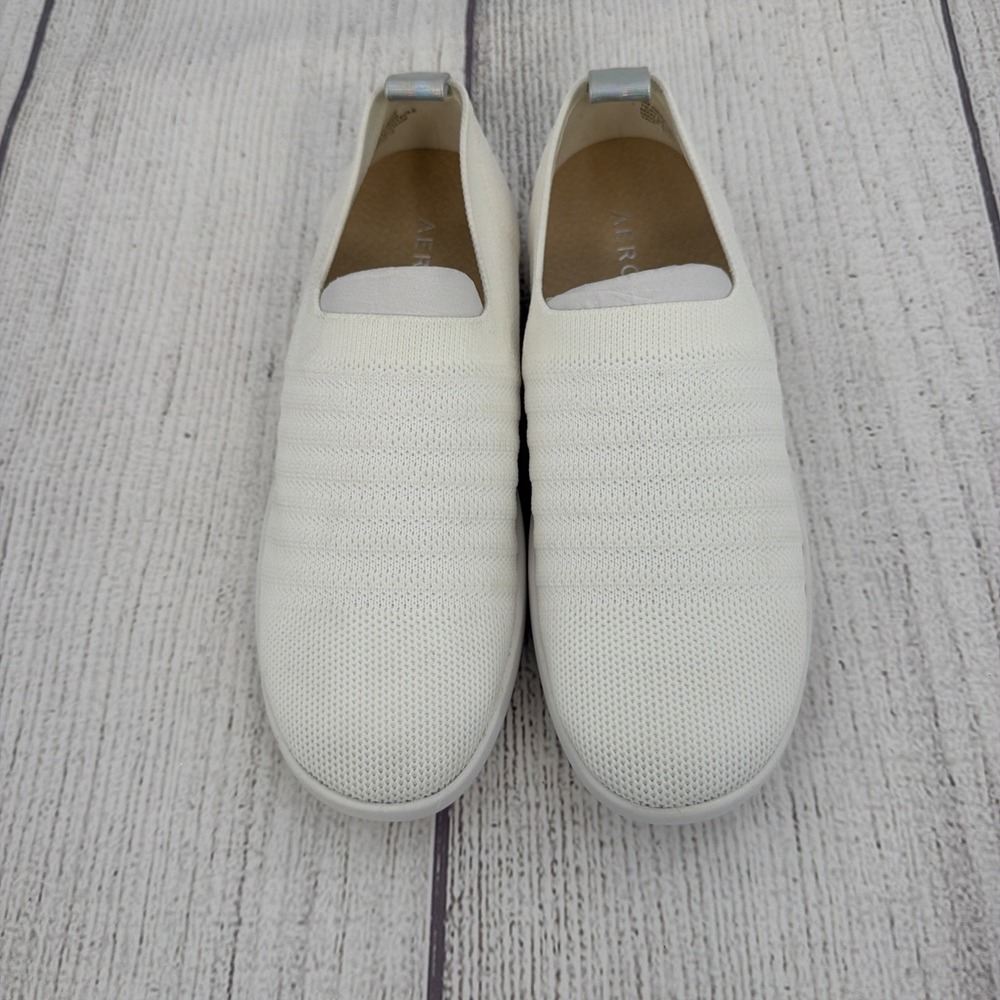 Aerosoles Great Neck Sneakers Womens 5 White Knitted Round Toe Slip On Shoes